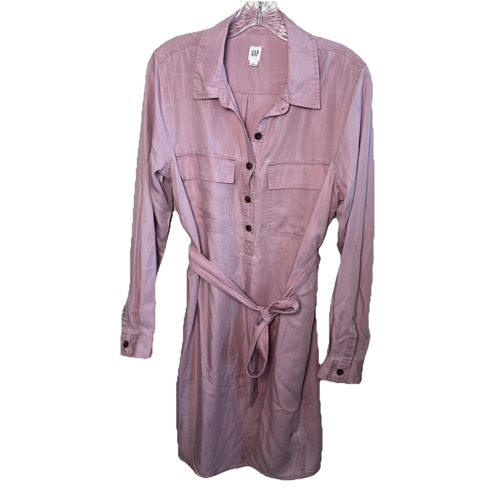 GAP Long Sleeve Shirt Dress in Dusty Pink